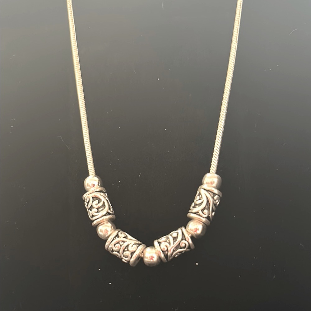 Elegant Silver Beaded Necklace